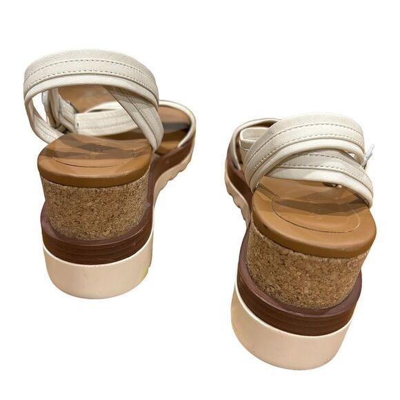 Revolve SEE BY CHLOE White 1" Platform Robin Round Toe Wedge Leather Sandals 39 - Picture 10 of 12